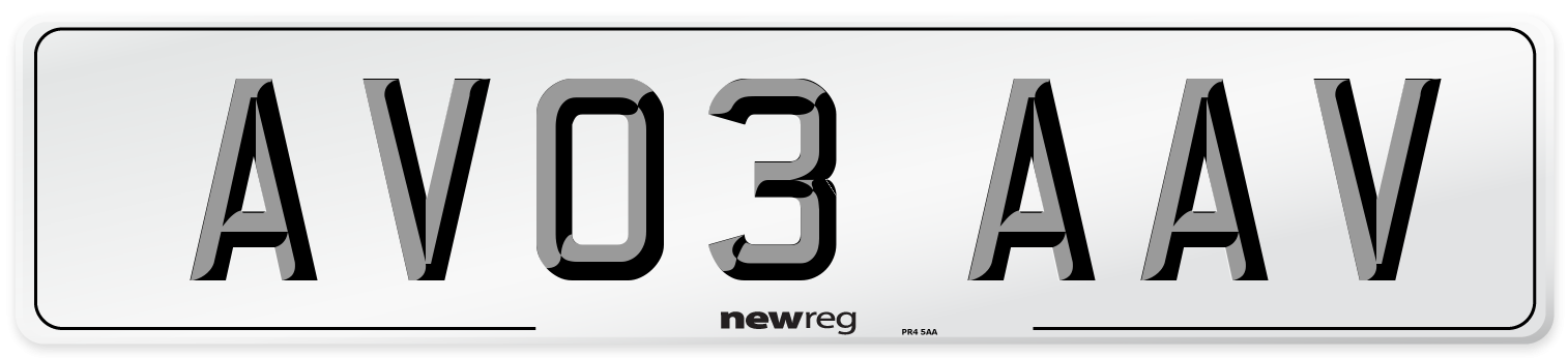 AV03 AAV Number Plate from New Reg
